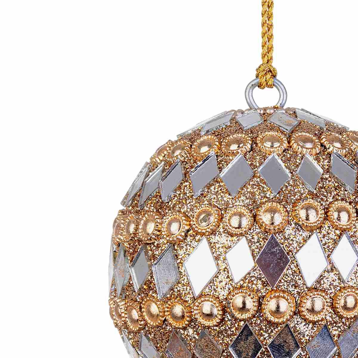 Pallina Natale cm.ÃƒÂ˜7 Pietre Perline Oro Argento |Bizzotto