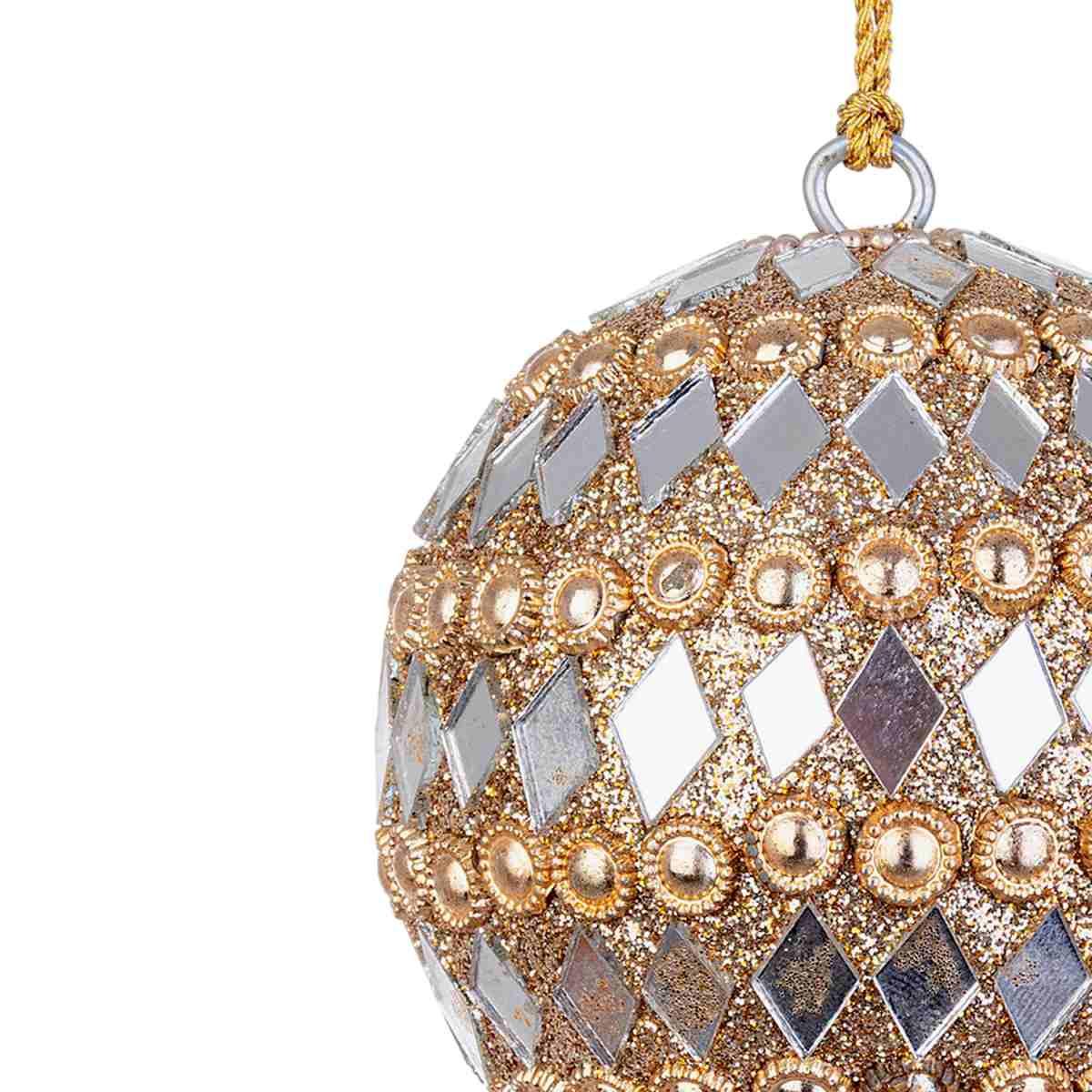 Pallina Natale cm.ÃƒÂ˜10 Pietre Perline Oro Argento |Bizzotto