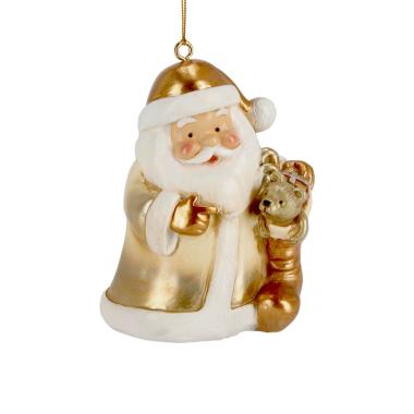 Babbo Natale Resina Oro con Orsetto cm.9 | Bizzotto