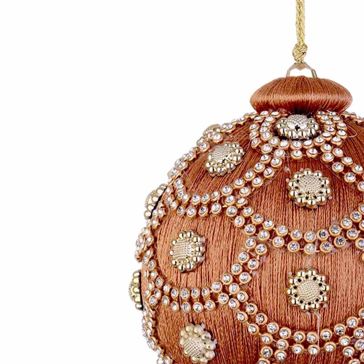 Pallina Natale cm.ÃƒÂ˜10 Tortora con Perline |Bizzotto