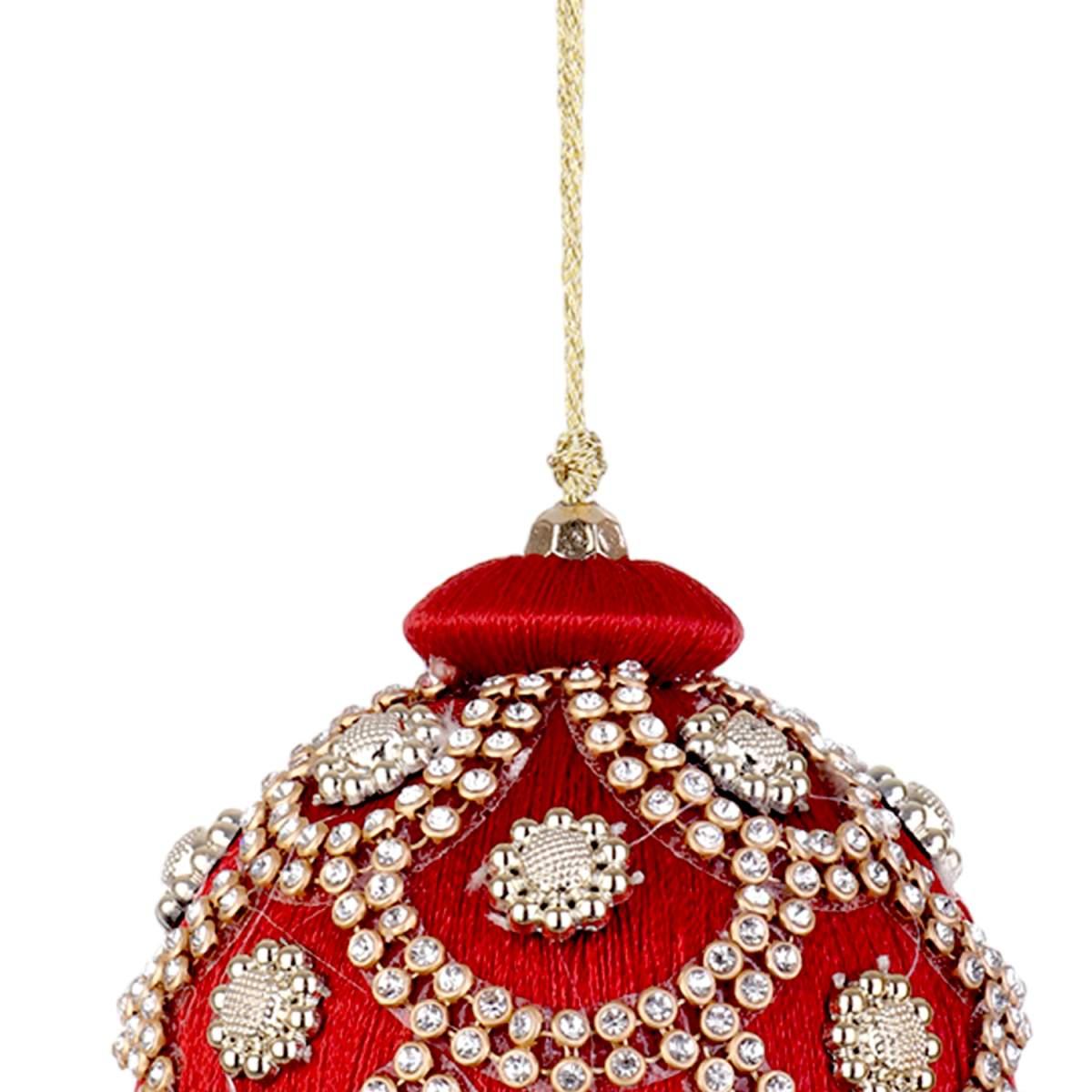 Pallina Natale cm.ÃƒÂ˜8 Rossa con Perline |Bizzotto