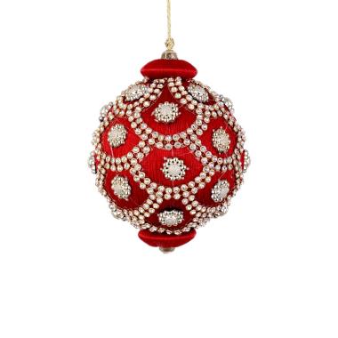 Pallina Natale cm.ÃƒÂ˜8 Rossa con Perline |Bizzotto