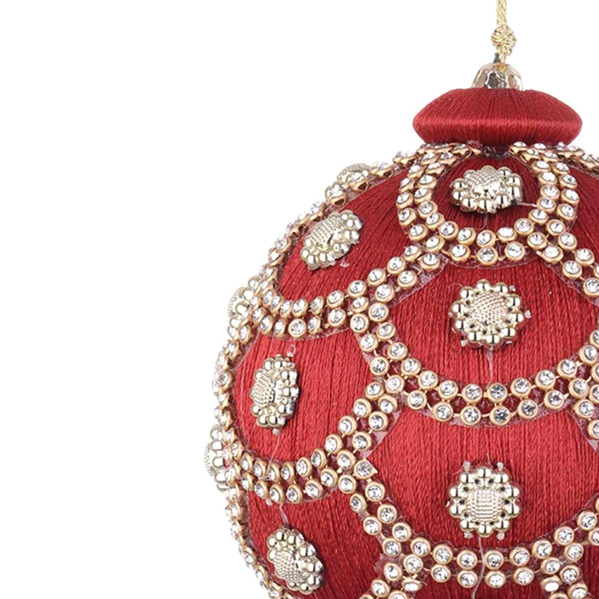 Pallina Natale cm.ÃƒÂ˜10 Rossa con Perline |Bizzotto