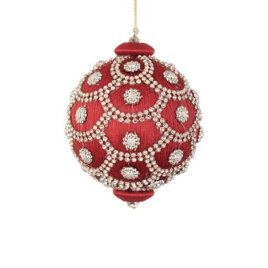 Pallina Natale cm.ÃƒÂ˜10 Rossa con Perline |Bizzotto