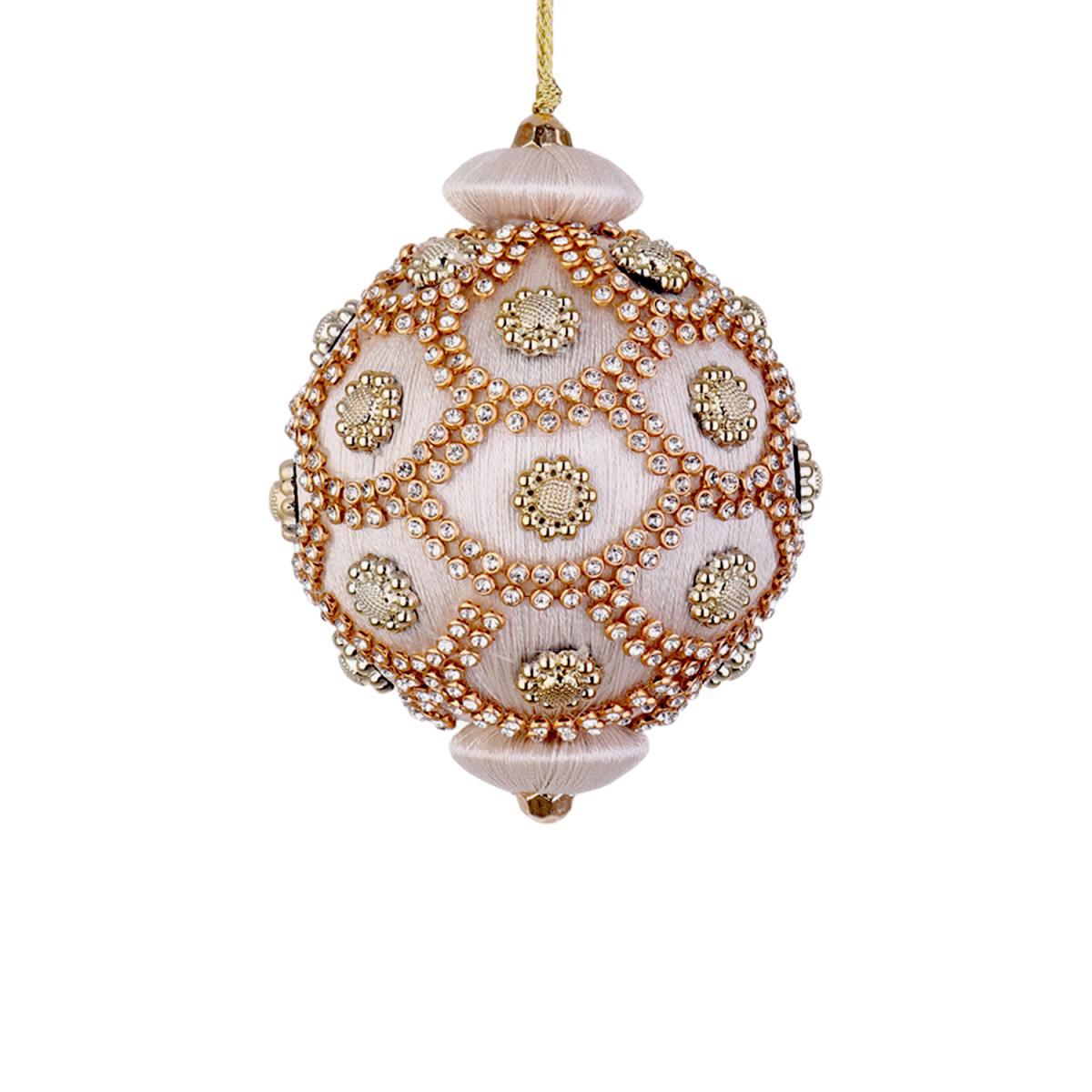 Pallina Natale cm.ÃƒÂ˜8 Bianca con Perline |Bizzotto