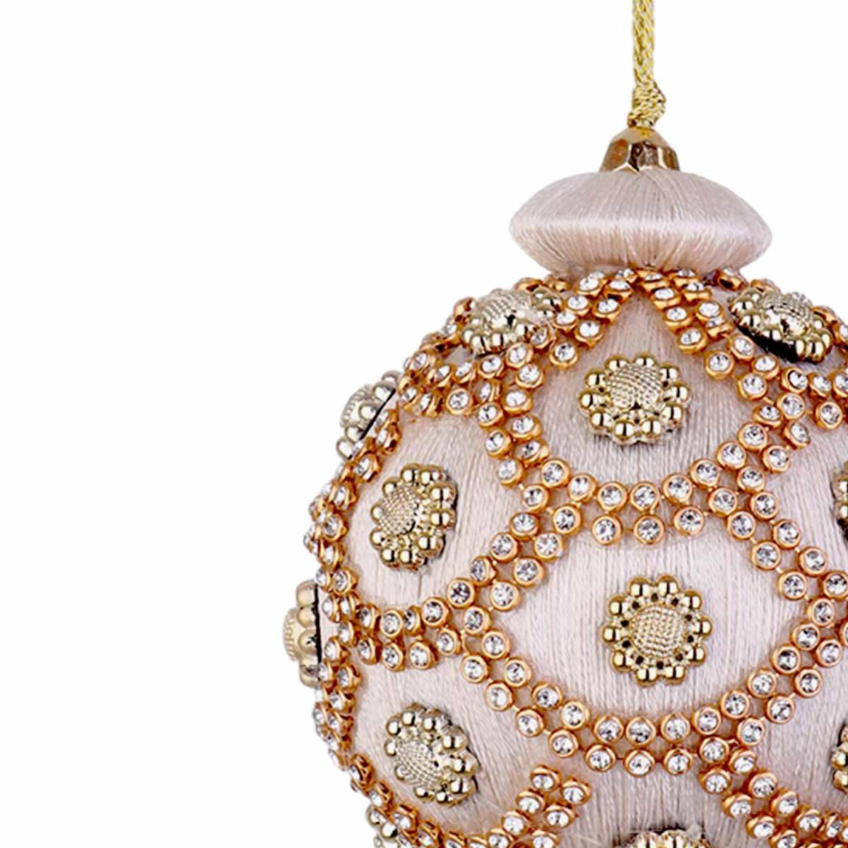 Pallina Natale cm.ÃƒÂ˜8 Bianca con Perline |Bizzotto