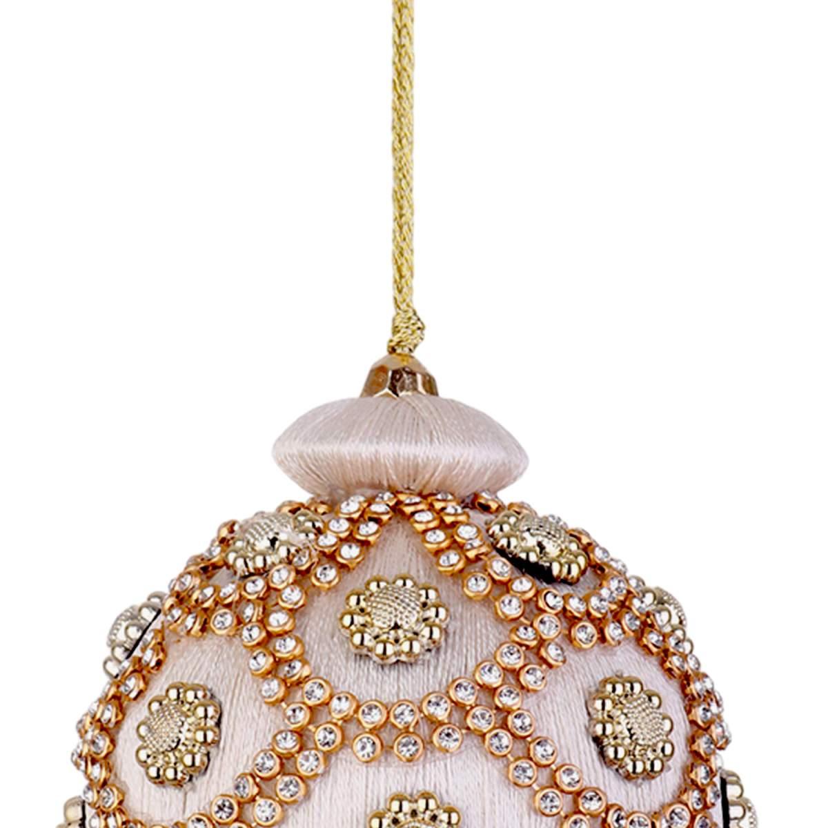 Pallina Natale cm.ÃƒÂ˜8 Bianca con Perline |Bizzotto