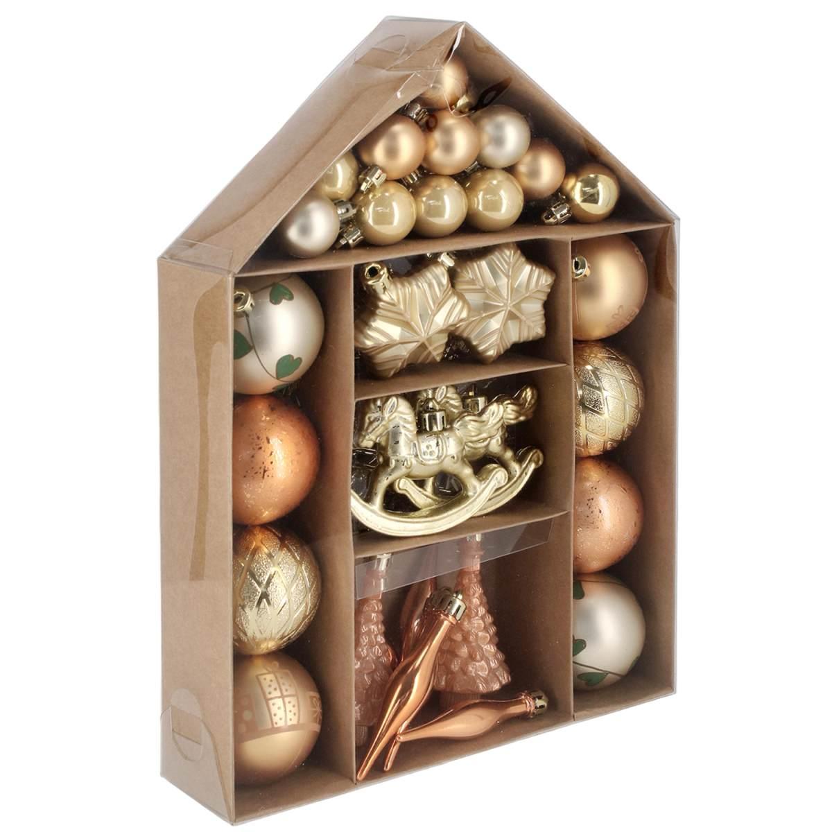 Palline Natale Joex Oro Bronzo Assortite Set pz.55 |Bizzotto