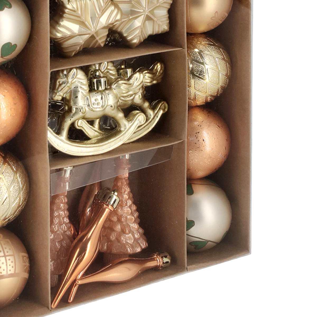 Palline Natale Joex Oro Bronzo Assortite Set pz.55 |Bizzotto