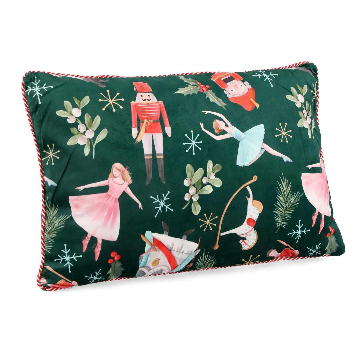 Cuscino Arredo in Tessuto Natale Schiaccianoci Verde cm.40x60 |Bizzotto