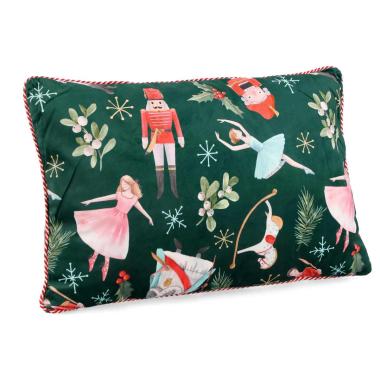 Cuscino Arredo in Tessuto Natale Schiaccianoci Verde cm.40x60 |Bizzotto