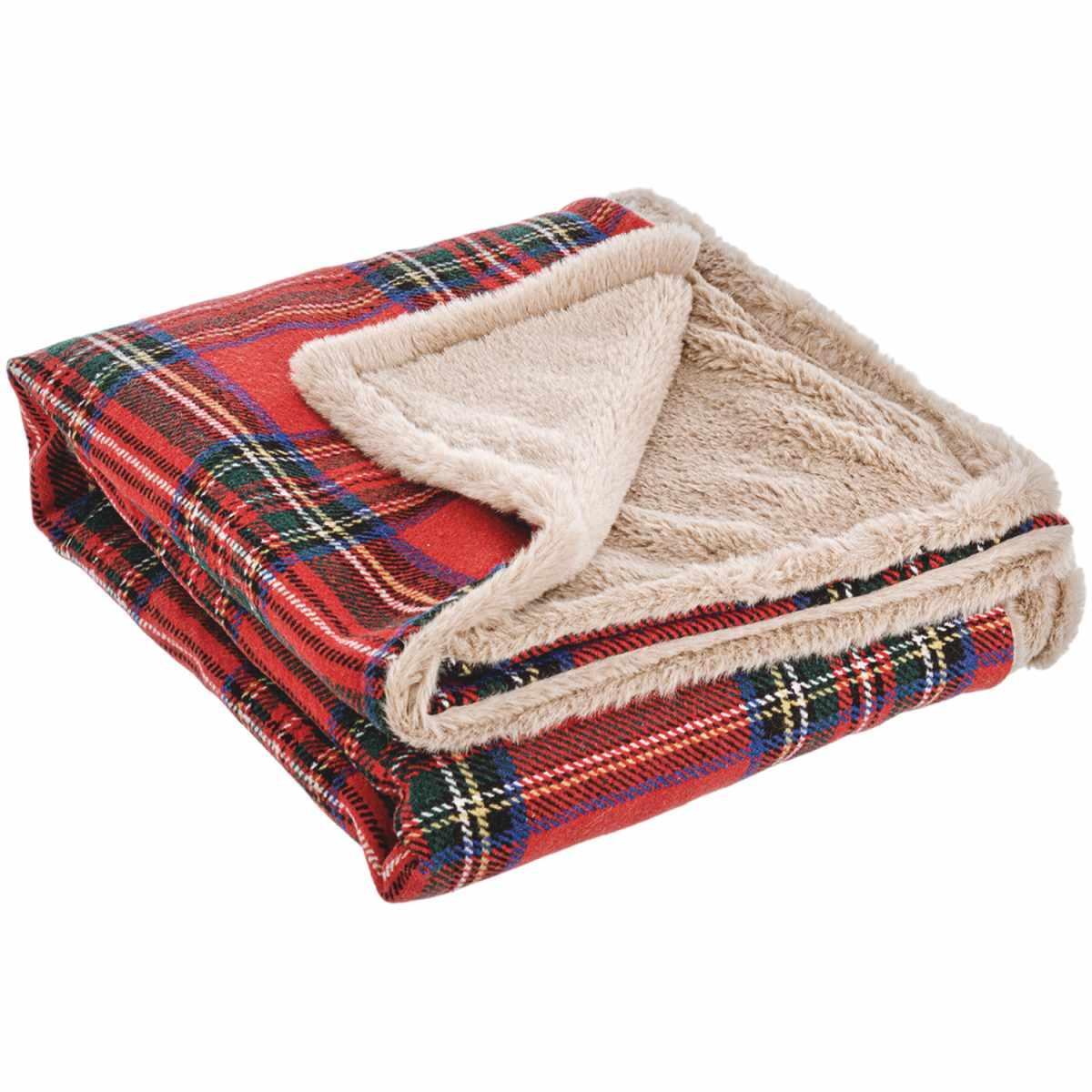 Coperta Plaid Natale Tartan Scozzese cm.120x100 |Bizzotto