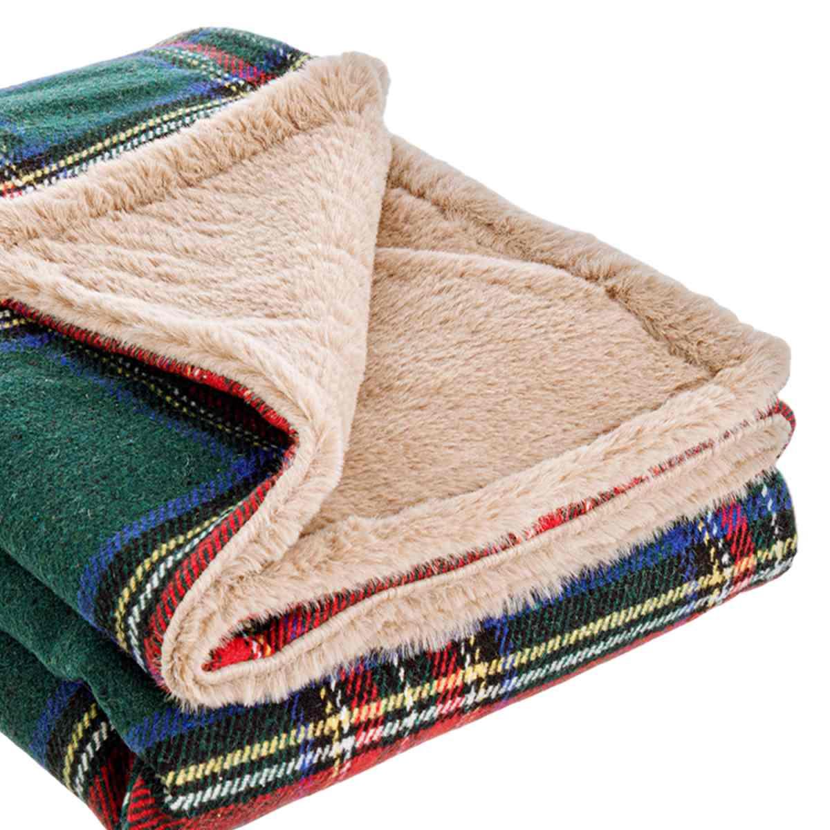 Coperta Plaid Natale Tartan Scozzese Verde cm.120x100 |Bizzotto