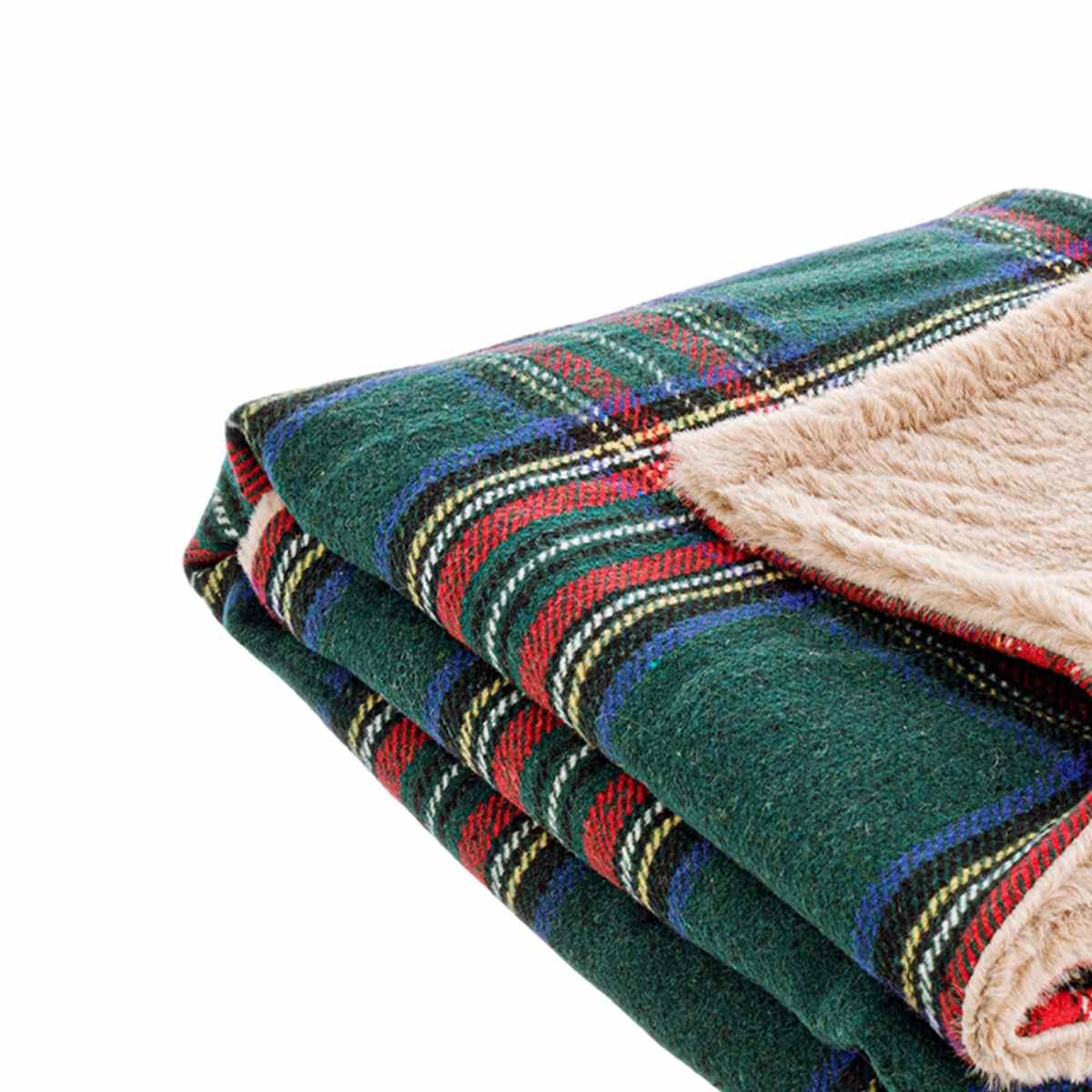 Coperta Plaid Natale Tartan Scozzese Verde cm.120x100 |Bizzotto