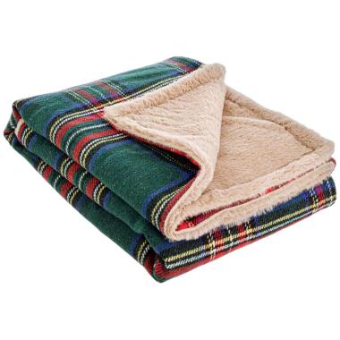 Coperta Plaid Natale Tartan Scozzese Verde cm.120x100 |Bizzotto