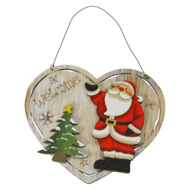 Decorazione Natalizia Cuore Legno Natale con Scritta cm.13x12 |Bizzotto