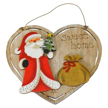 Decorazione Natalizia Cuore Legno Natale con Scritta cm.13x12 |Bizzotto