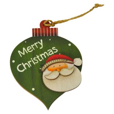 Decorazione Natalizia Sfera Legno Natale con Babbo cm.9x12 |Bizzotto