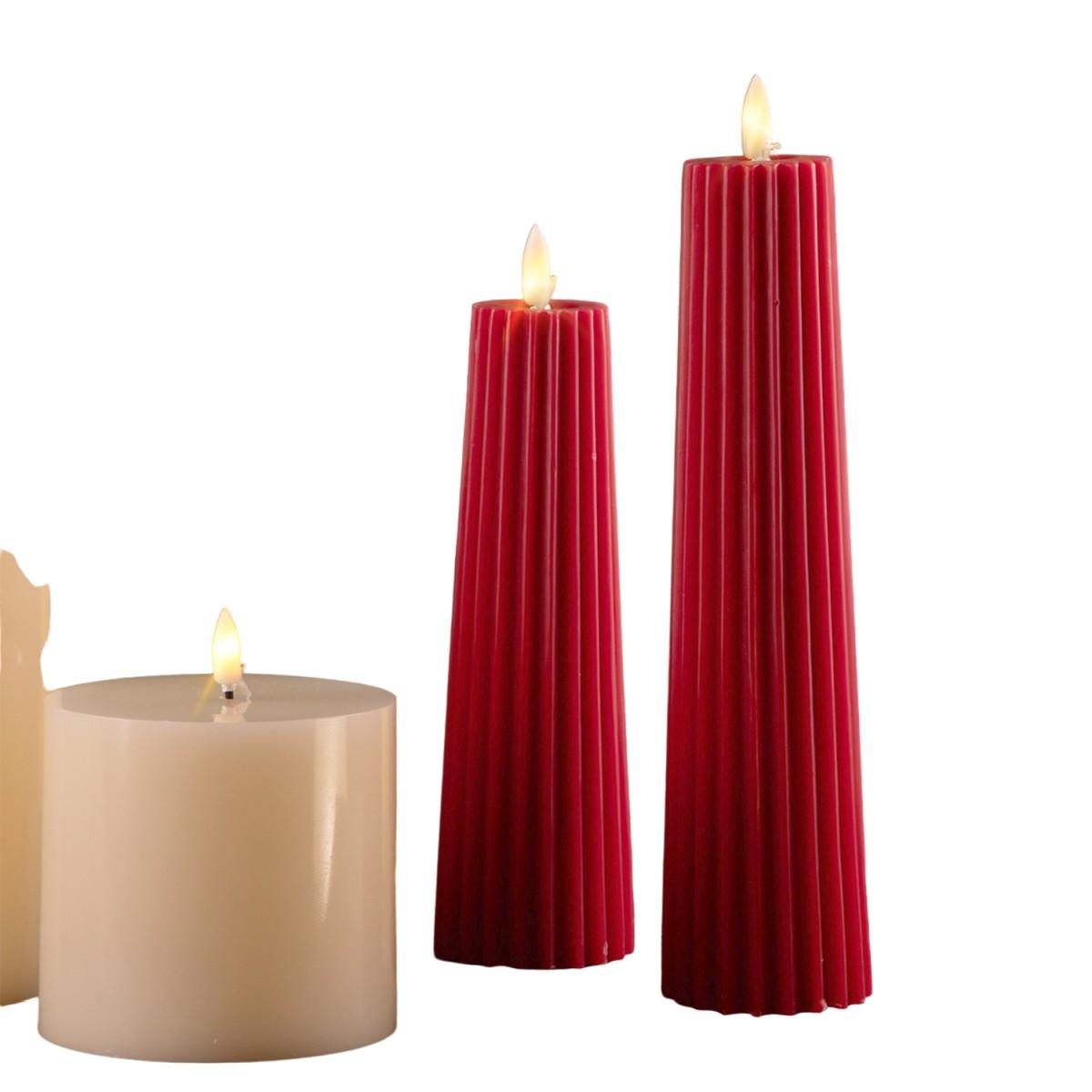 Candela cm.ÃƒÂ˜6x21 Cilindro Rossa Rigata con Fiamma | Bianchi Dino