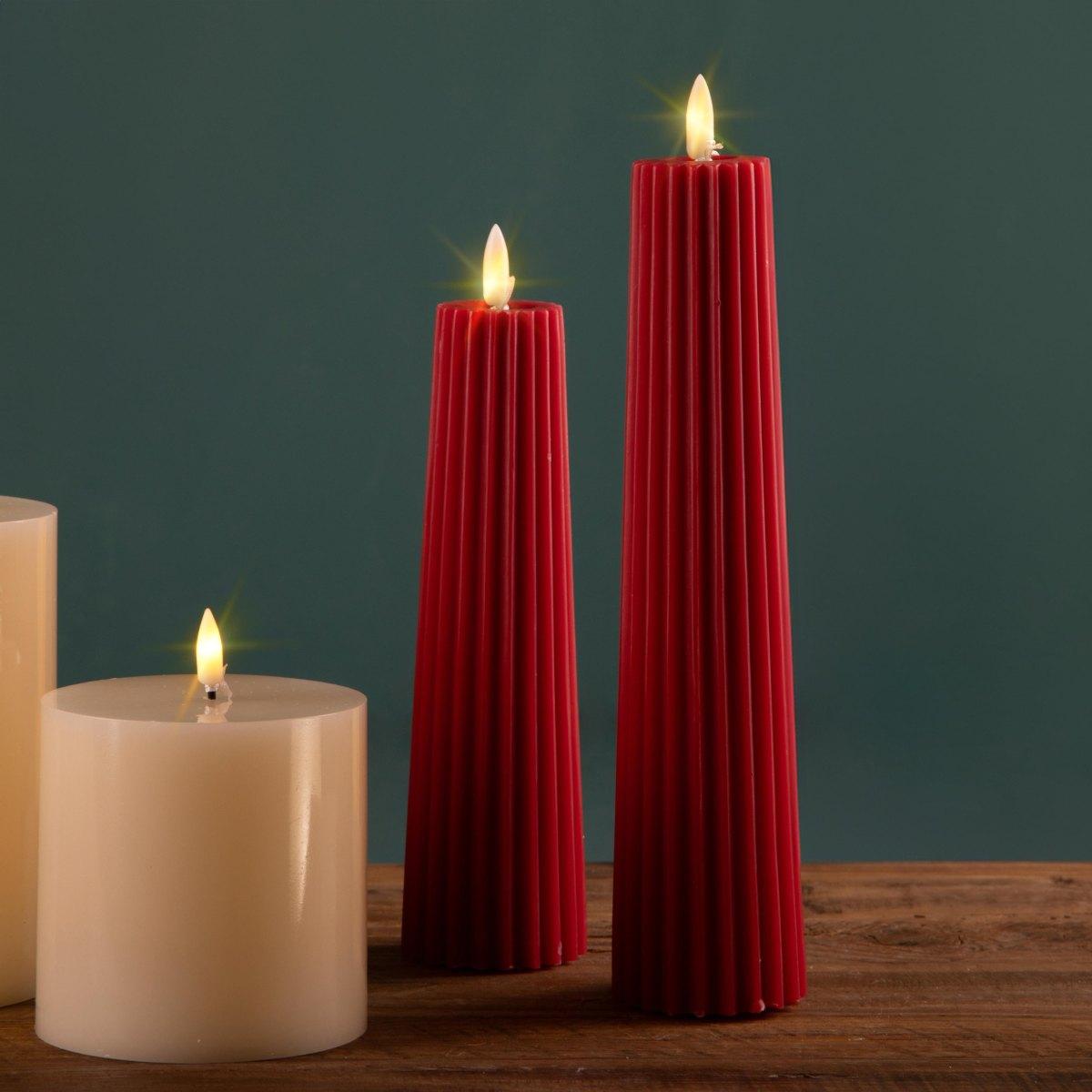 Candela cm.ÃƒÂ˜6x26 Cilindro Rossa Rigata con Fiamma | Bianchi Dino