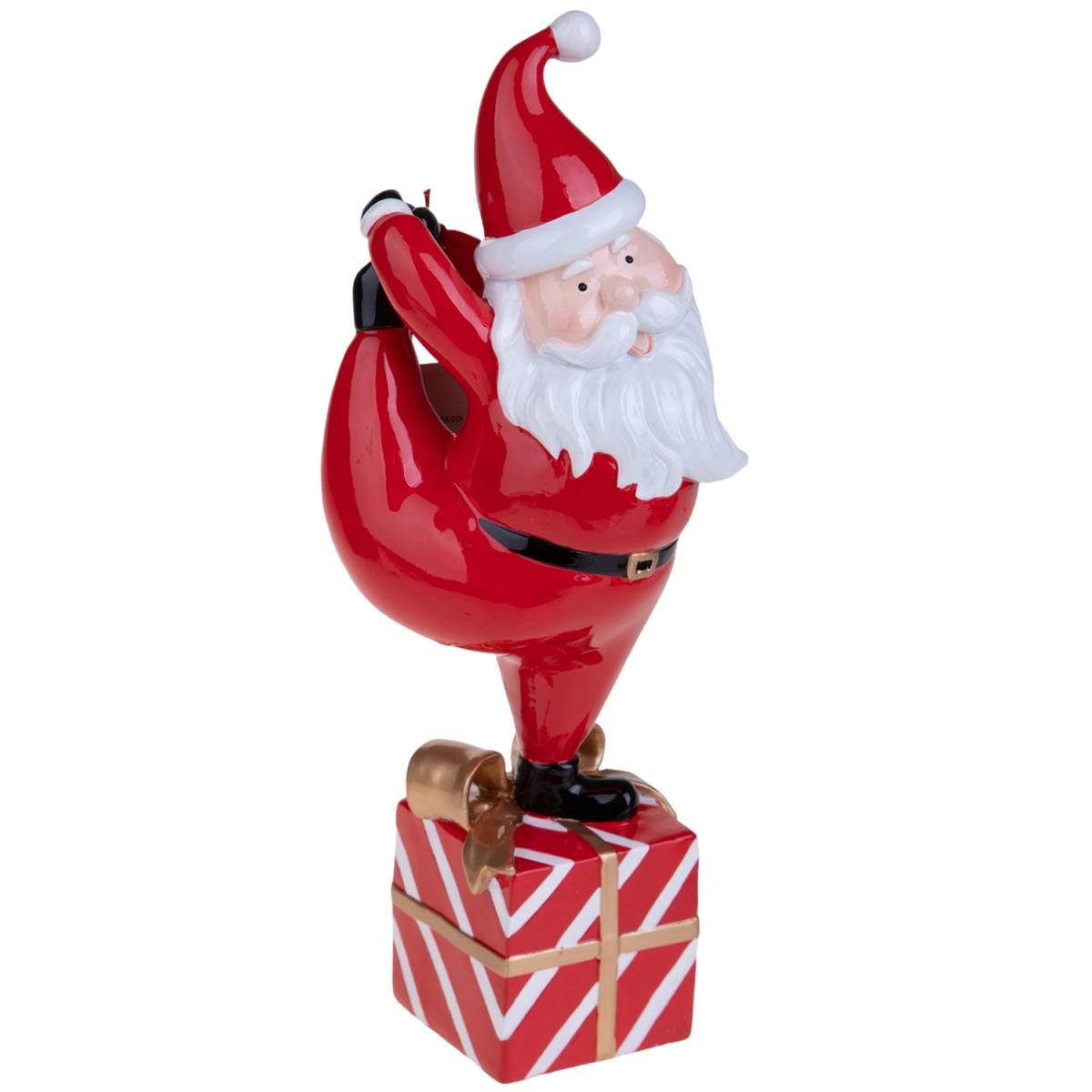 Babbo Natale Resina Yoga Su Pacco Regalo cm.35 |Bianchi Dino