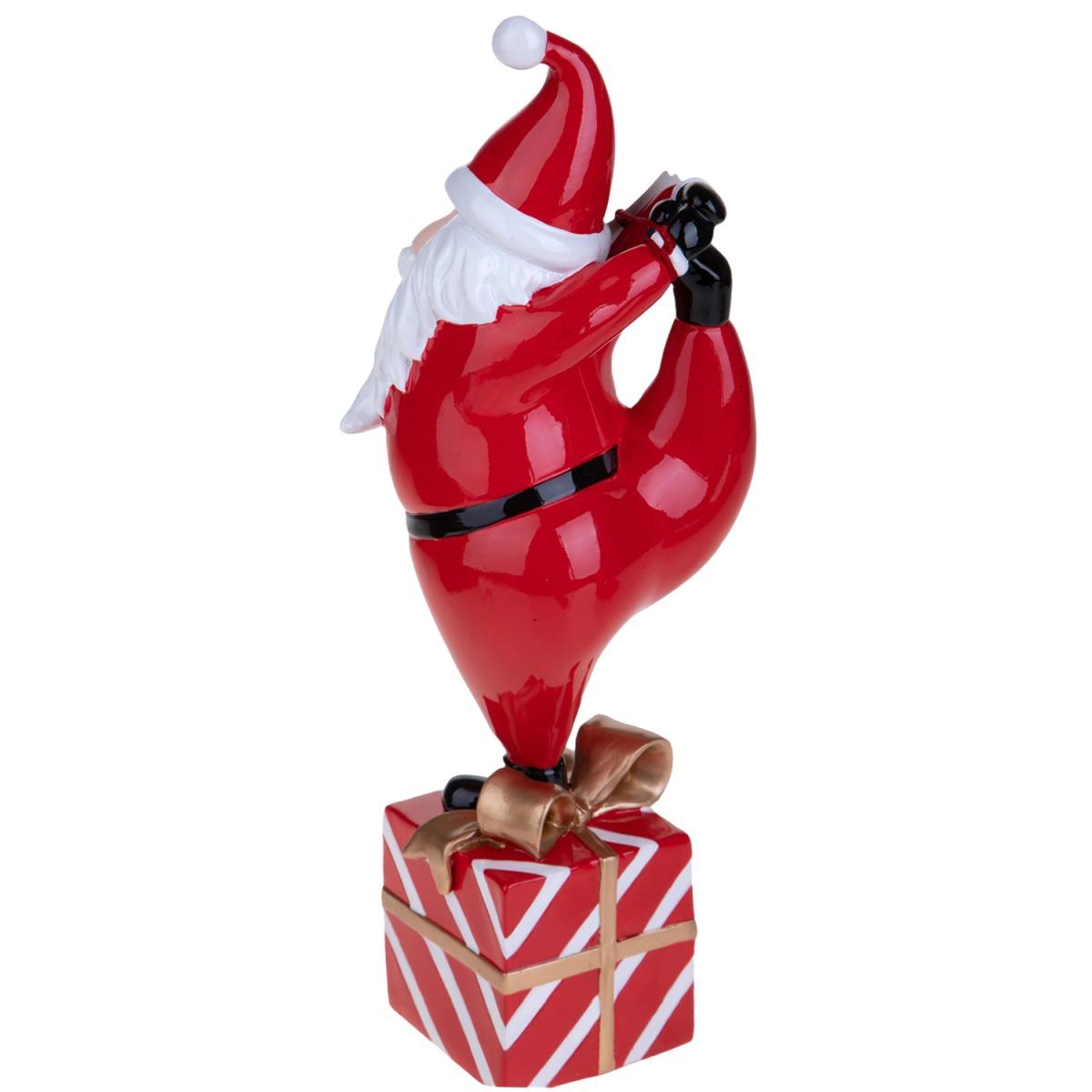 Babbo Natale Resina Yoga Su Pacco Regalo cm.35 |Bianchi Dino