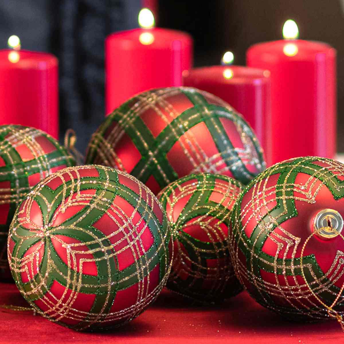 Pallina Natale Vetro cm.ÃƒÂ˜10 Rossa Verde Scottisch |Bianchi Dino