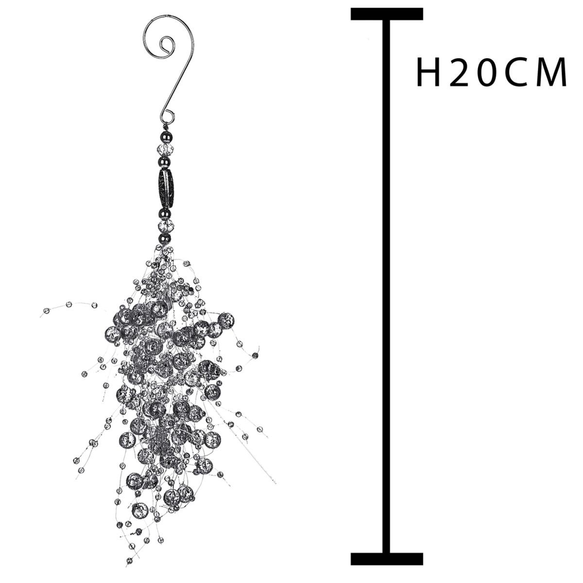 Decorazione Grappolo Bacche Argento cm.20 |Bianchi Dino