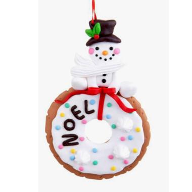 Pallina Natale cm.14 Biscotto con Pupazzo di Neve |Bianchi Dino