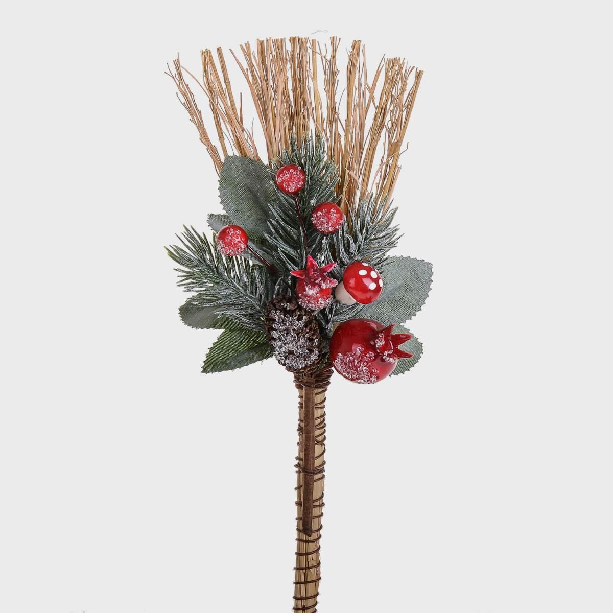 Scopetta Porta Fortuna con Bacche e Melograno cm.20 |Bianchi Dino