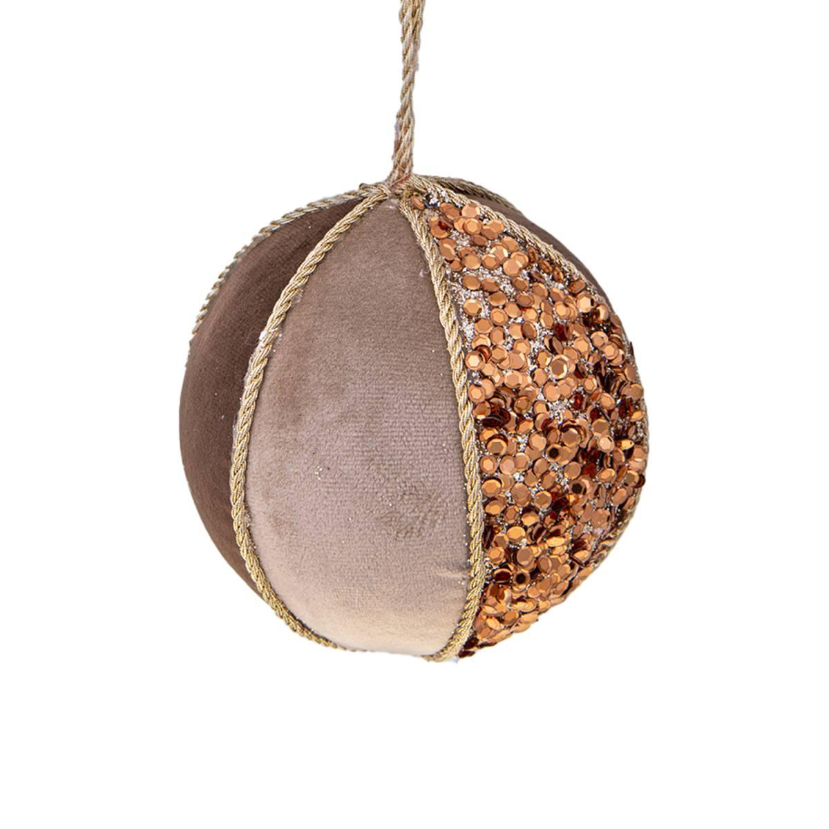 Pallina Natale cm.ÃƒÂ˜12 in Tessuto Marrone Bronzo |Bianchi Dino