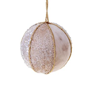 Pallina Natale cm.ÃƒÂ˜12 in Tessuto Beige |Bianchi Dino