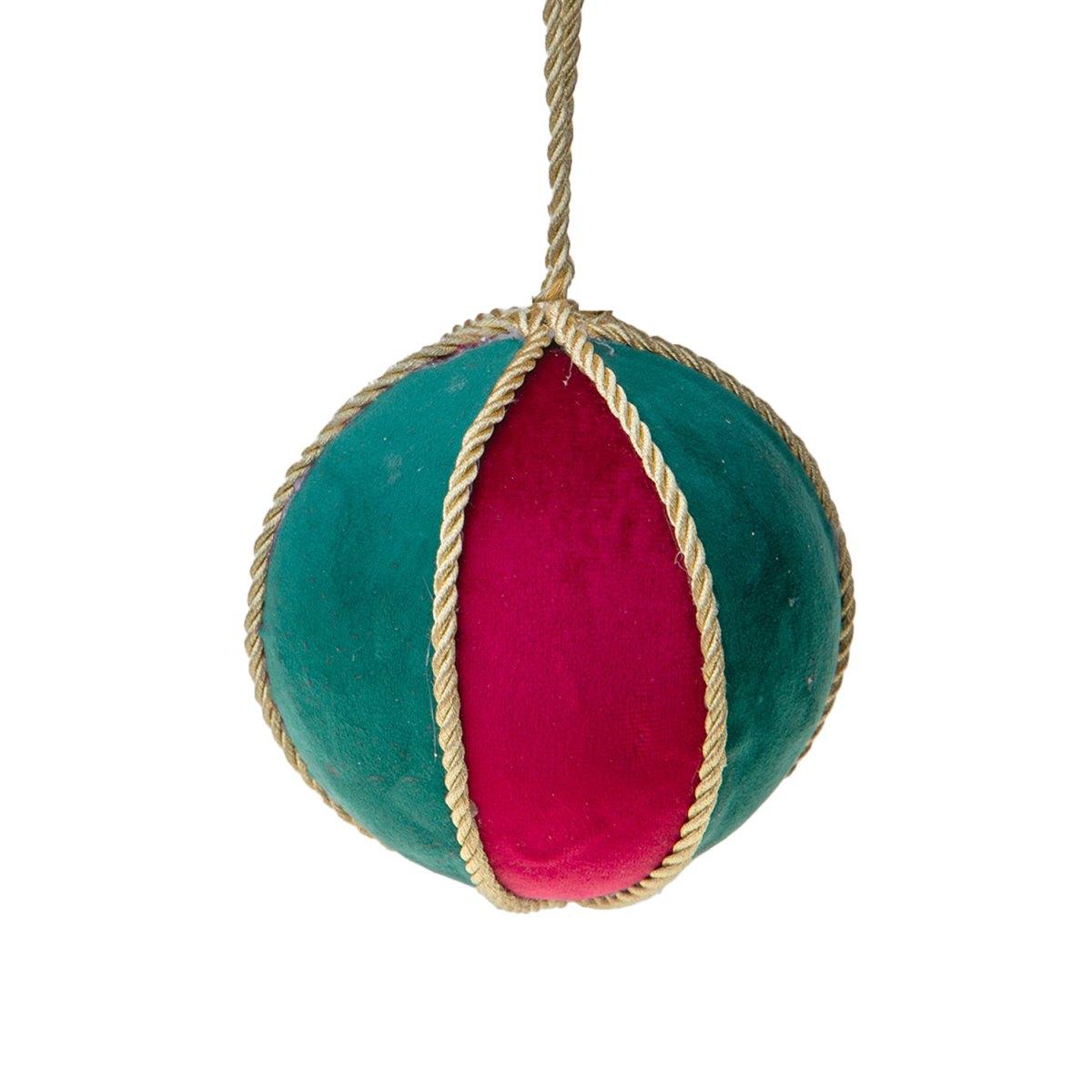 Pallina Natale cm.ÃƒÂ˜12 in Tessuto Rosso Verde Oro |Bianchi Dino