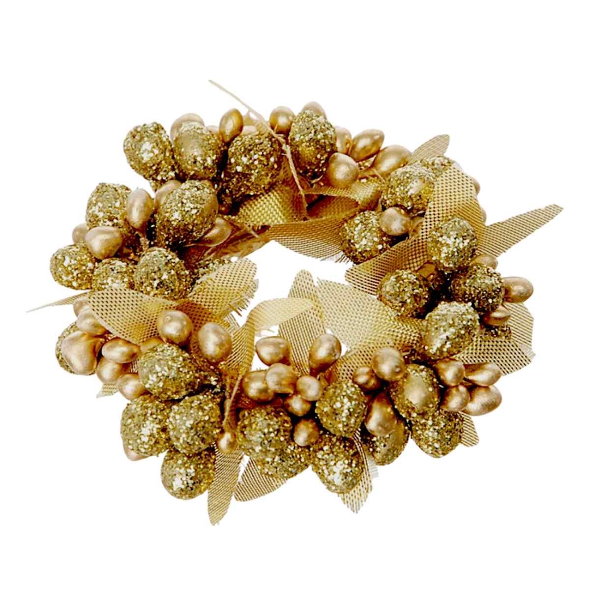 Girocandela con Bacche Oro e Foglie cm.ÃƒÂ˜6 |Bianchi Dino