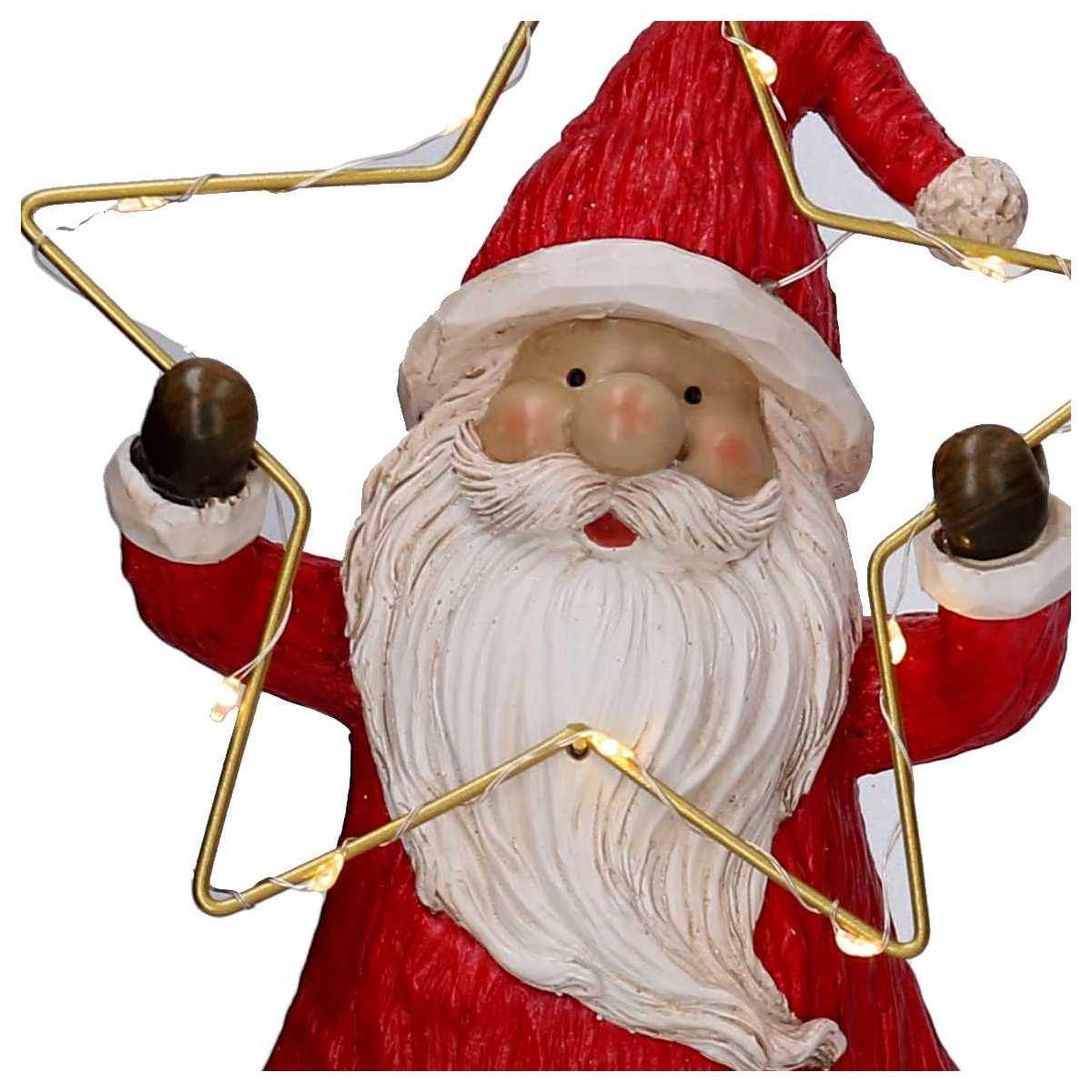 Babbo Natale Resina cm.28 Rosso con Stella LED |Vacchetti