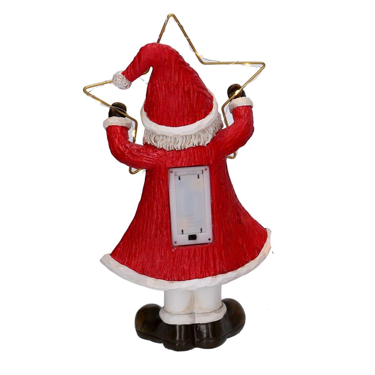 Babbo Natale Resina cm.28 Rosso con Stella LED |Vacchetti