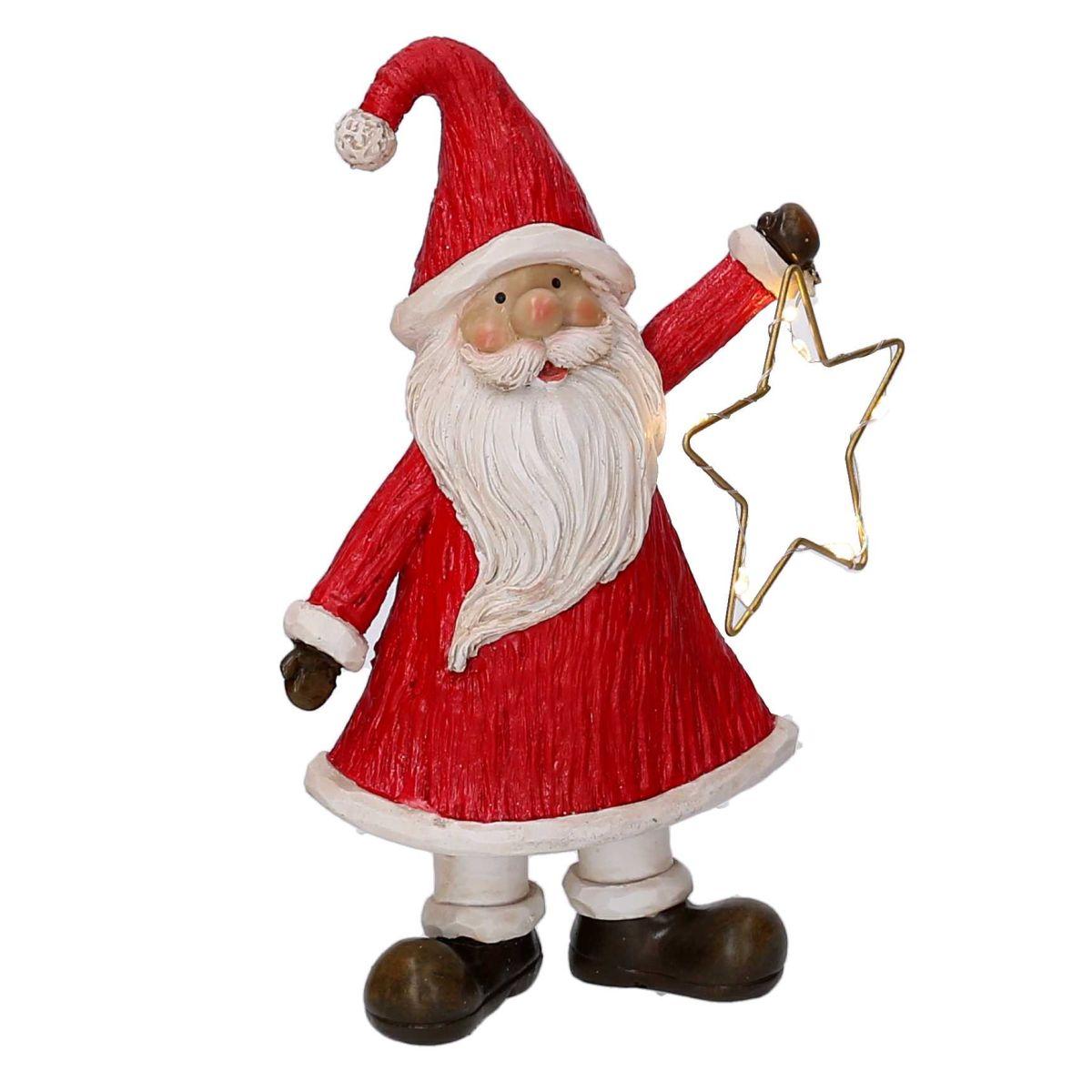 Babbo Natale Resina cm.20,5 Rosso con Stella LED |Vacchetti