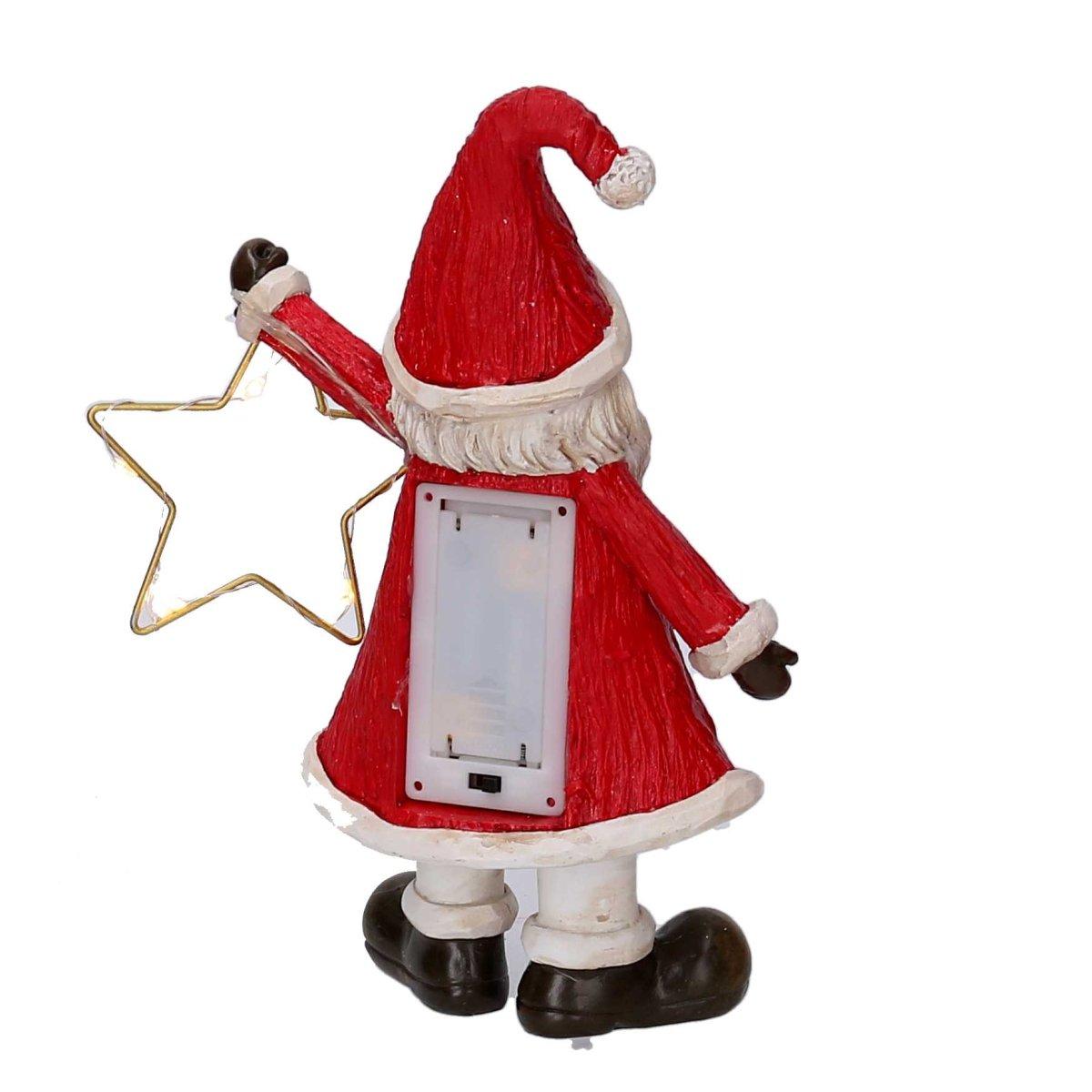 Babbo Natale Resina cm.20,5 Rosso con Stella LED |Vacchetti