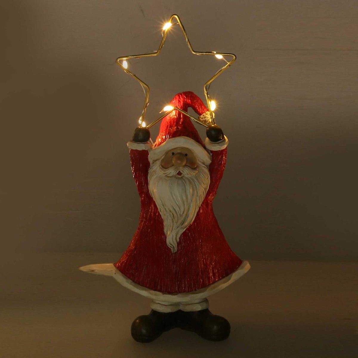 Babbo Natale Resina cm.21 Rosso con Stella LED |Vacchetti