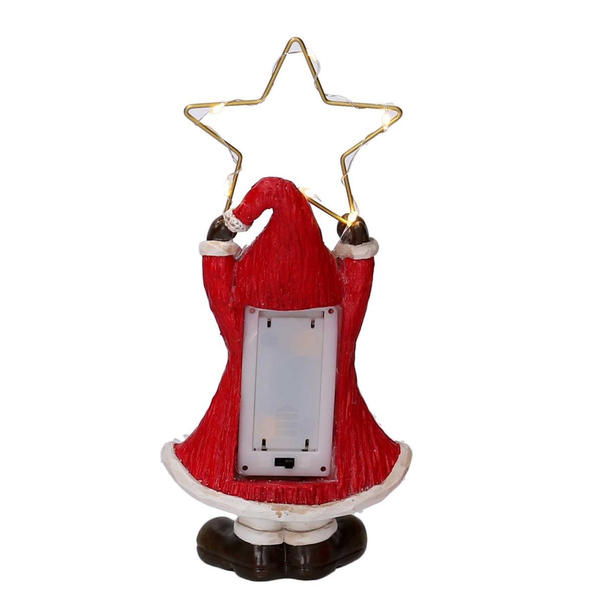 Babbo Natale Resina cm.21 Rosso con Stella LED |Vacchetti