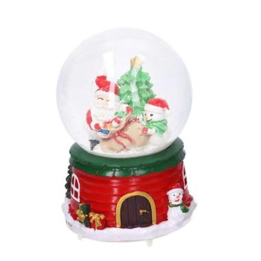 Sfera Natale con Neve Babbo Pupazzo Musica Ba tterie cm.8x12