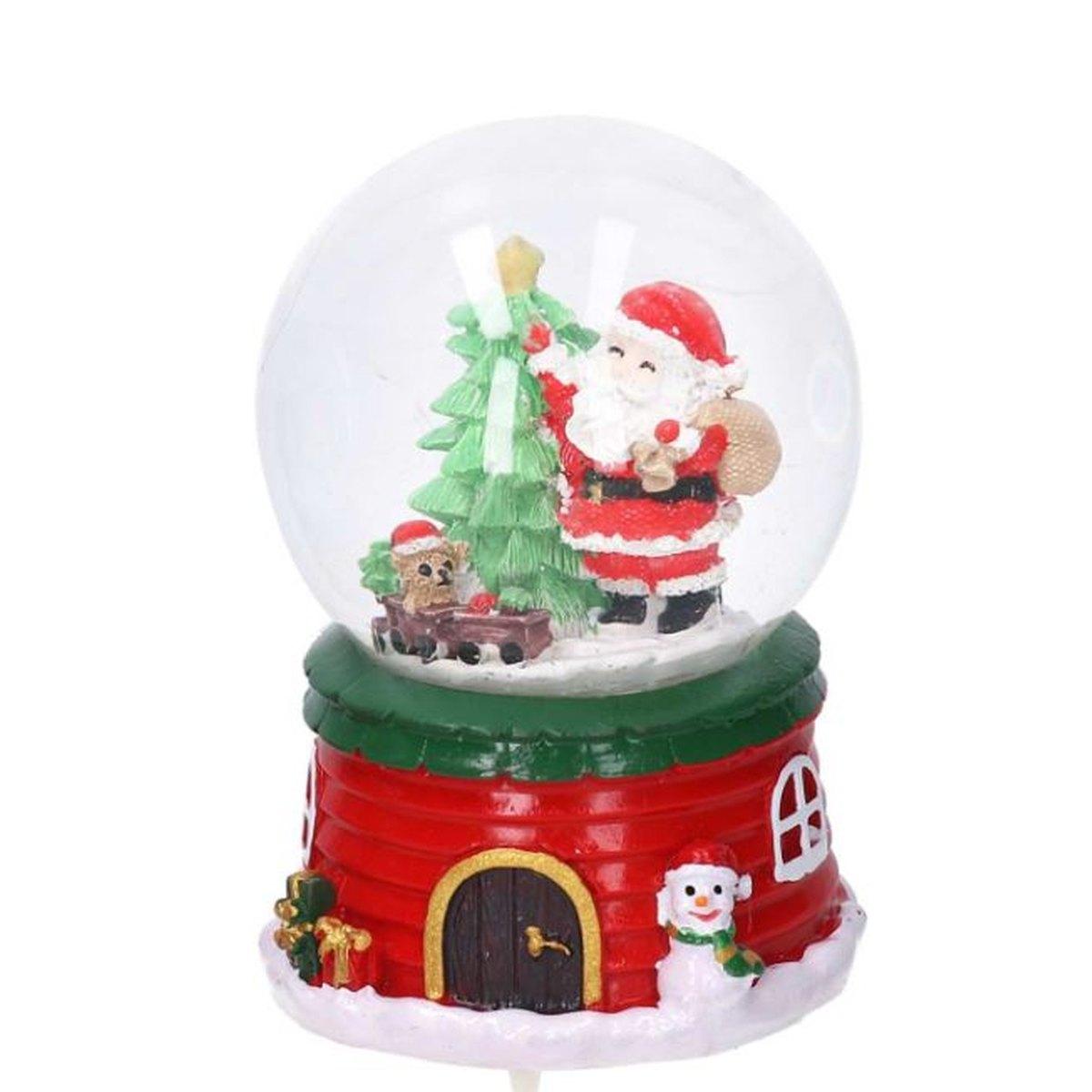 Sfera Natale con Neve Babbo Musica a Batterie cm.8x12