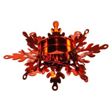 Portacandela Natale Metallo Fiocco Neve Rosso cm.12