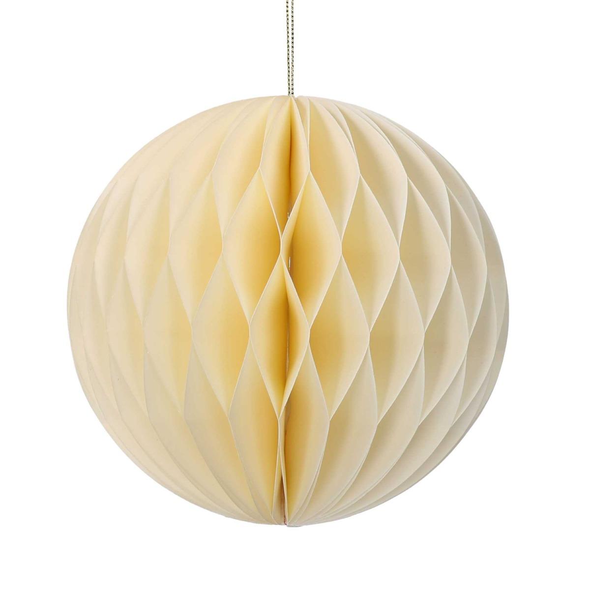 Pallina Natale Carta cm.ÃƒÂ˜15 Bianco Avorio Nido d'Ape |Vacchetti