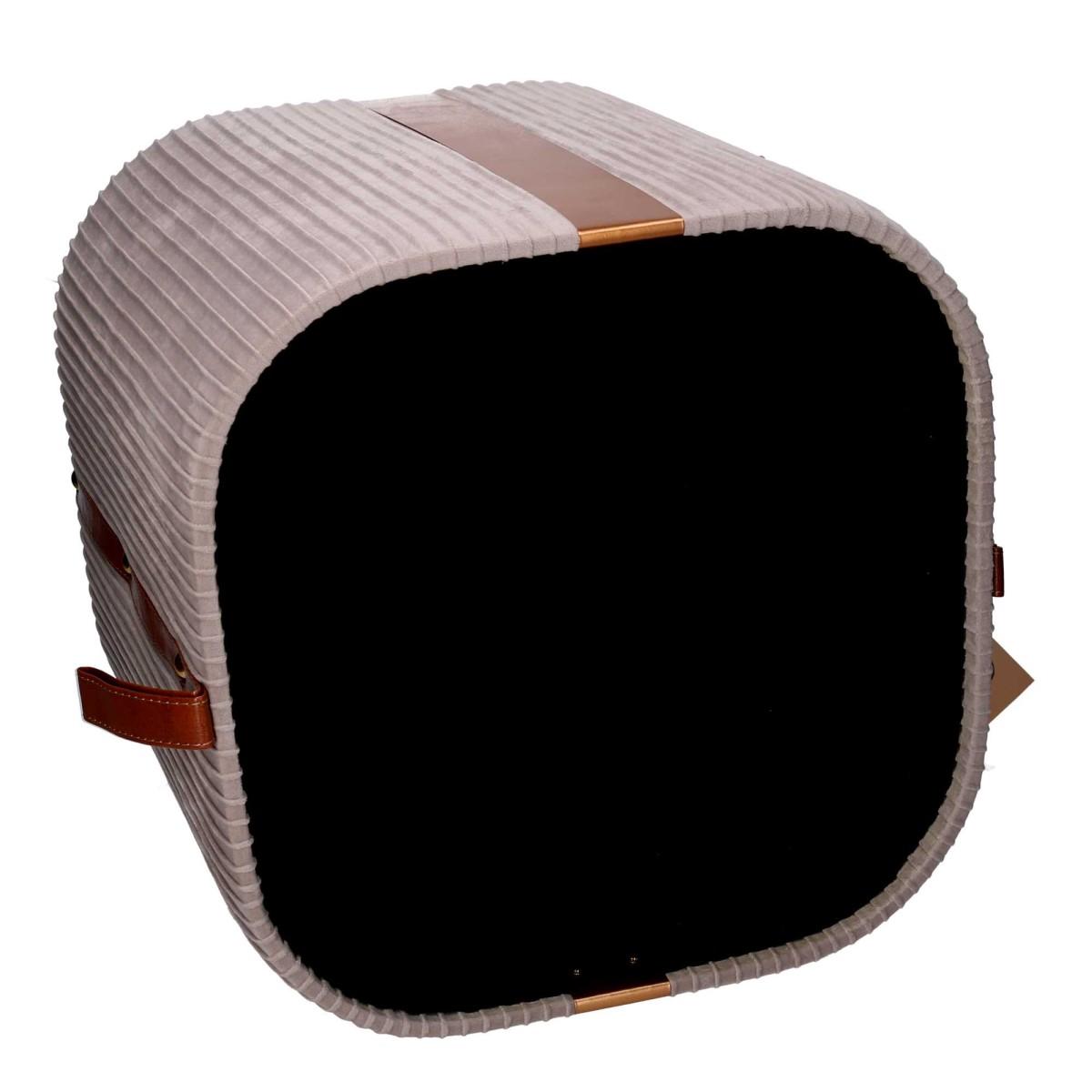 Pouf Velluto Cubo Grigio Apribile cm.34x34xh35 | Vacchetti