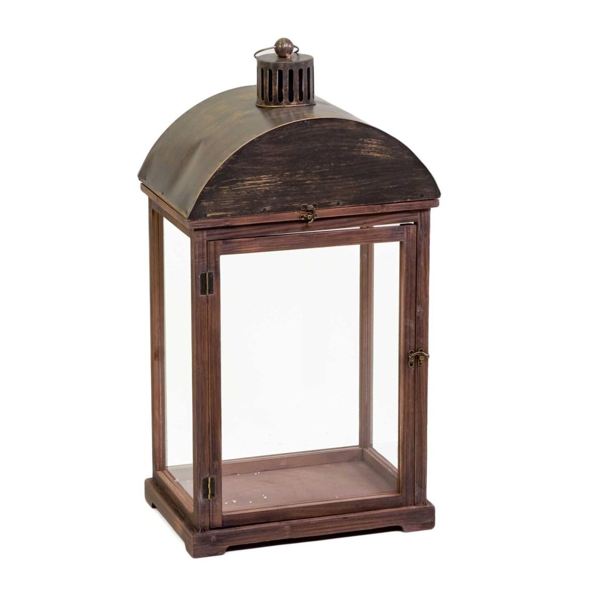 Lanterna cm.39x27x75 Legno Noce con Tetto Metallo |Vacchetti