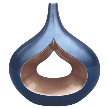 Vaso Ceramica Goccia Blu/Oro cm.36x40 |Ambienti Glamour