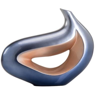 Vaso Ceramica Goccia Ricciolo Blu/Oro cm.32x40 |Ambienti Glamour