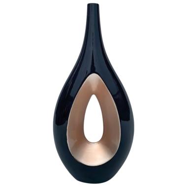 Vaso Ceramica Goccia Nero/Oro Alto cm.29x63 |Ambienti Glamour
