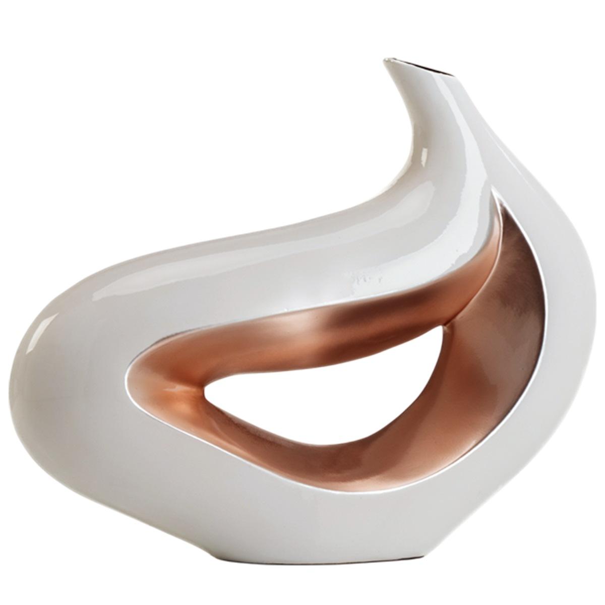 Vaso Ceramica Goccia Ricciolo Bianco/Oro cm.32x40 |Ambienti Glamour